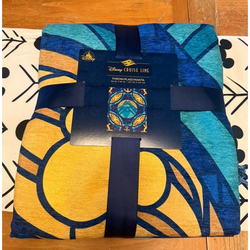 Disney Cruise Line Woven Throw Blanket 50x60" Stained Glass Print NWT